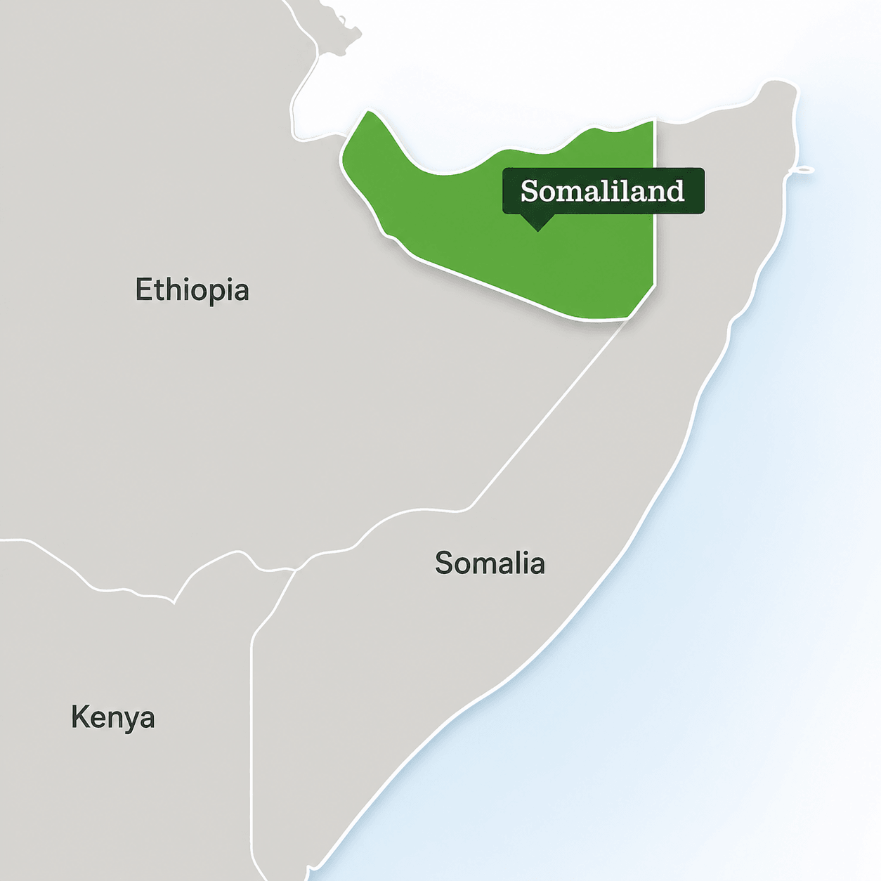 Map of the Republic of Somaliland, host territory for the LPSA 2026 First Africa Edition in Hargeisa.